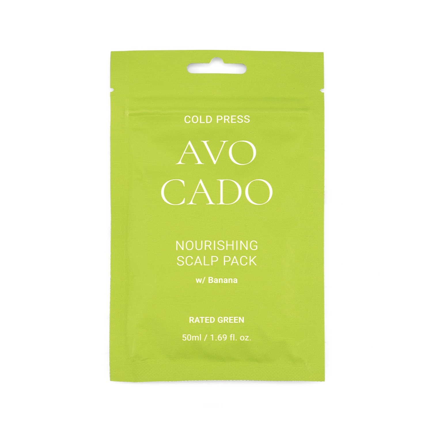 Rated Green Cold Press Avocado Nourishing Scalp Pack — Питательная маска для кожи головы с маслом авокадо и экстрактом банана, 50 мл