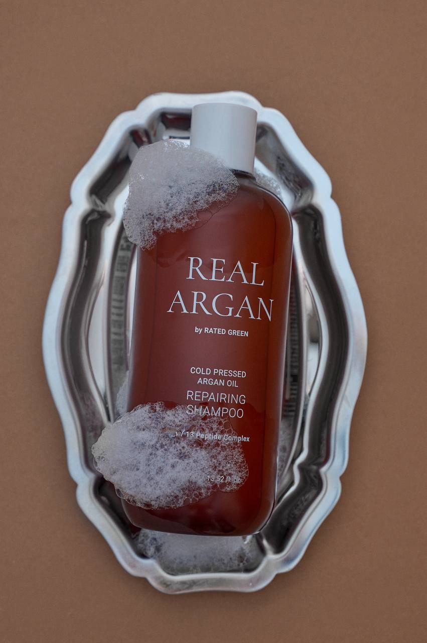 Rated Green Real Argan — Восстанавливающий шампунь с маслом арганы для сухих, вьющихся и поврежденных волос