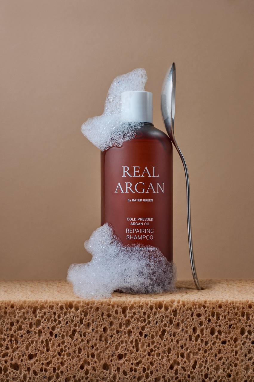 Rated Green Real Argan — Восстанавливающий шампунь с маслом арганы для сухих, вьющихся и поврежденных волос